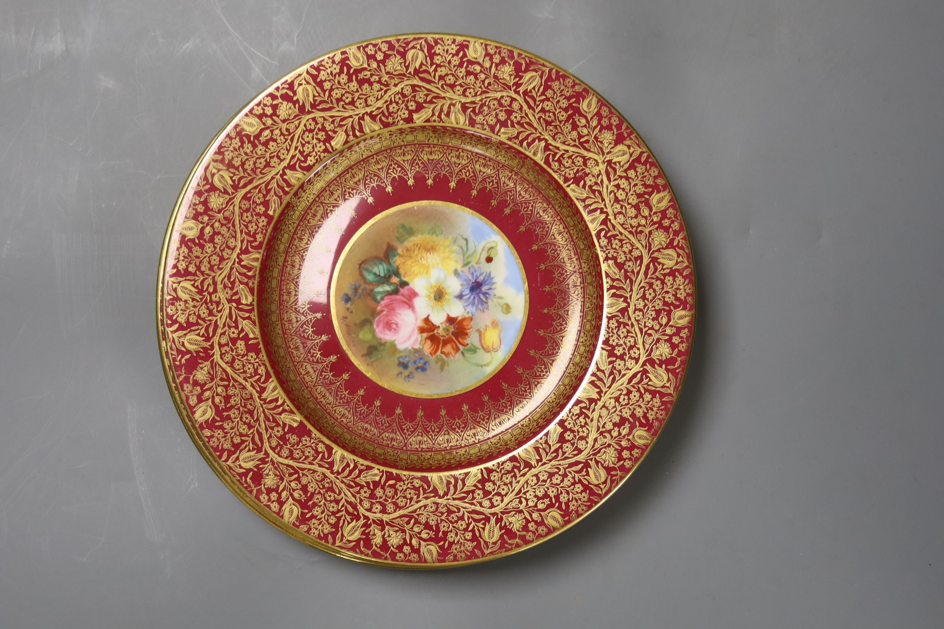 A group of hand-painted and other 19th century and later plates to include examples by Royal Worcester, George Jones, Royal Crown Derby, etc (18)